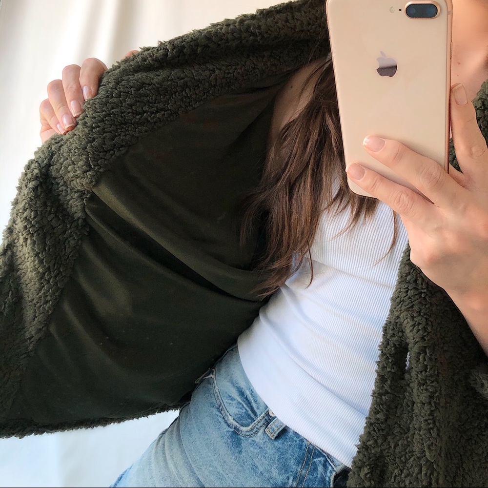 Olive Teddy Jacket — Olive - Picture 3 of 8